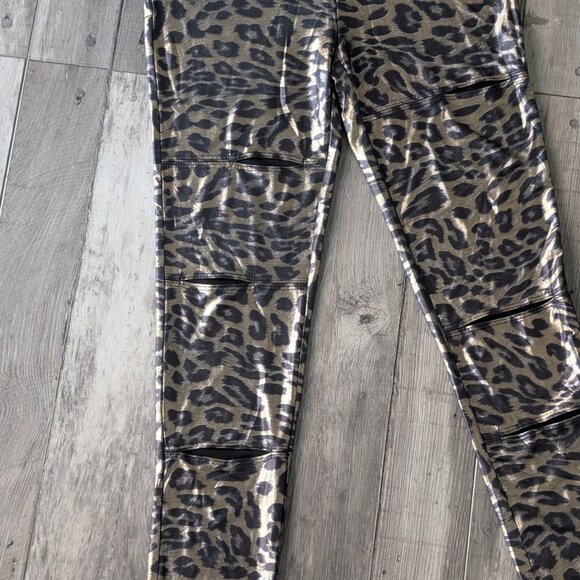 MAAC London, Metallic Leopard Print Cutout Leggings, Size Small - Picture 3 of 10